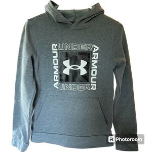 Under Armour Loose Fit Pullover Hoodie Coldgear Sweatshirt Unisex Youth L EUC